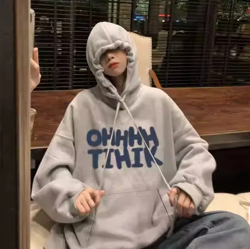 

2025 Autumn New Unisex Sweatshirt Hoodie, Trendy Solid Color Creative Letter Printed Hoodie, Loose Comfortable Casual Top.