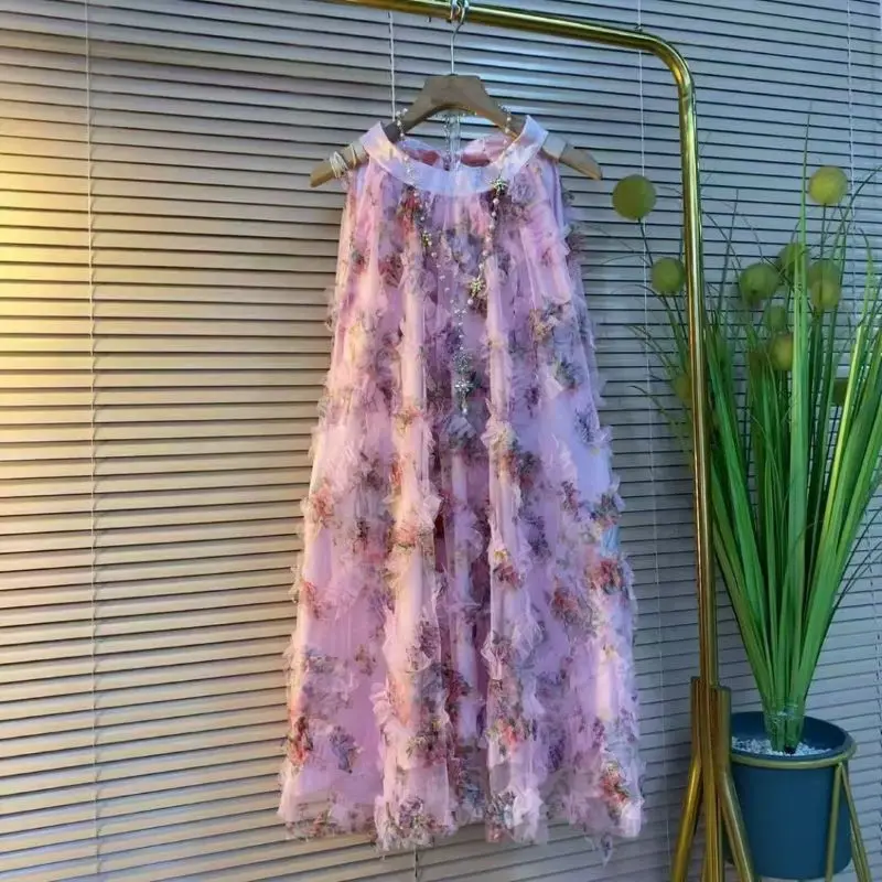 

Sexy Womens Mesh Dress Sissy Floral Loose Soft Comfortable Large Size sleeveless Dress Fashion Lolita Princess Dress Spicy Girl