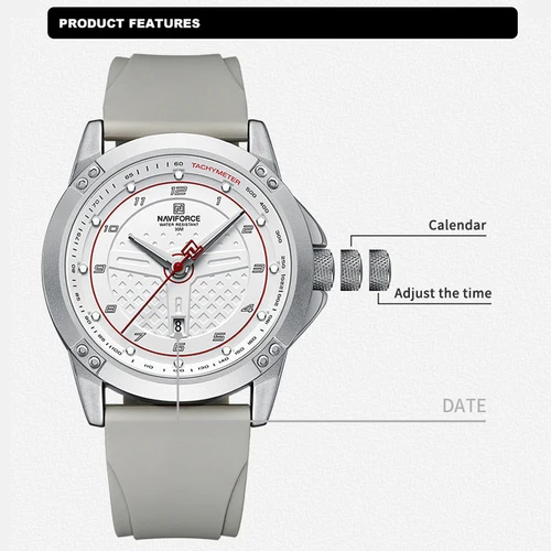 Imagen 2 del producto NAVIFORCE relojes originales para hombre, banda de silicona, deportes militares, reloj impermeable para hombre, calendario de cuarzo a prueba de golpes, reloj de pulsera masculino