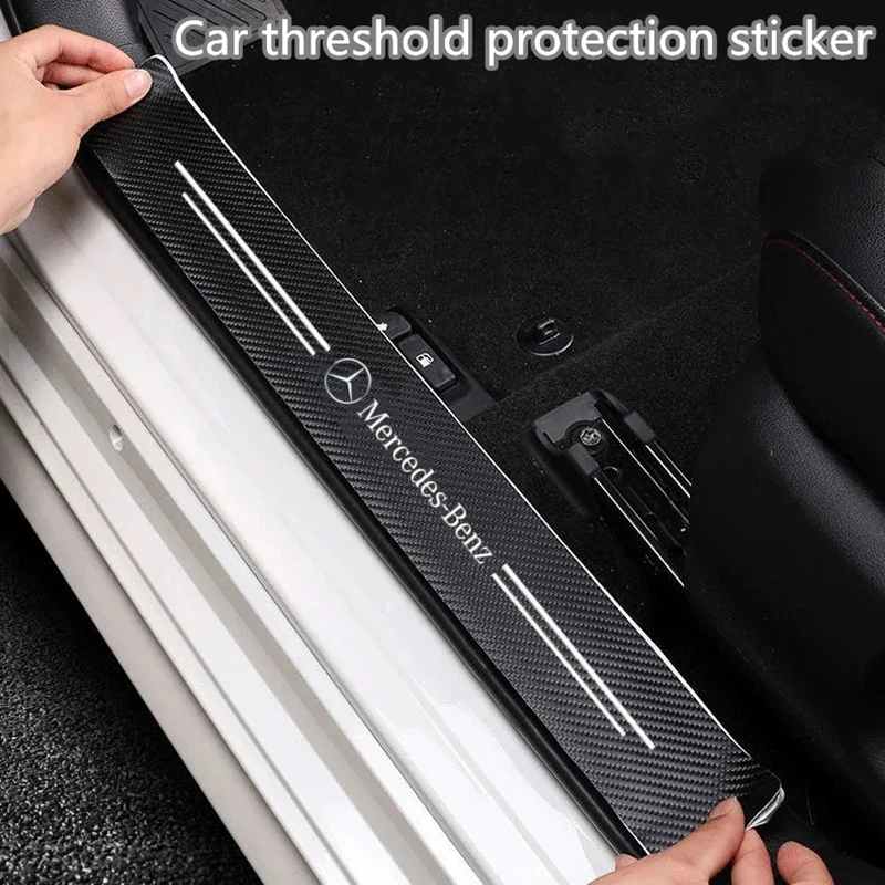 Carbon Fiber Car Door Threshold Protective Sticker For Mercedes Benz W203 W204 W205 W210 W211 W212 W221 W222 CLS CLA CLK SLK GLK