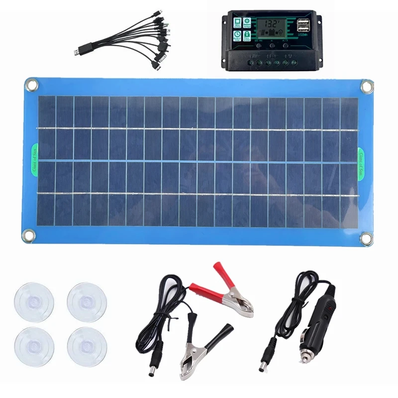 

300W Solar Panel 12V 5V Dual USB Controller Waterproof Monocrystalin Solar Cells Battery Charger