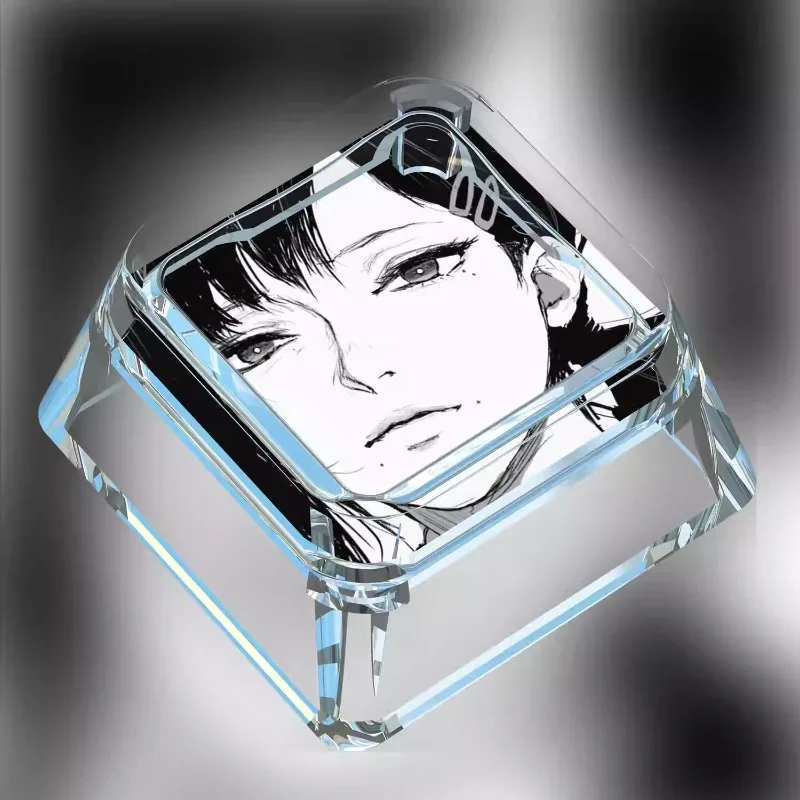 جديد بالمنشار رجل شخصية Keycap واحد أسود أبيض Reze الكرتون عبر شكل لوحة المفاتيح الميكانيكية شفافة Keycap الهدايا