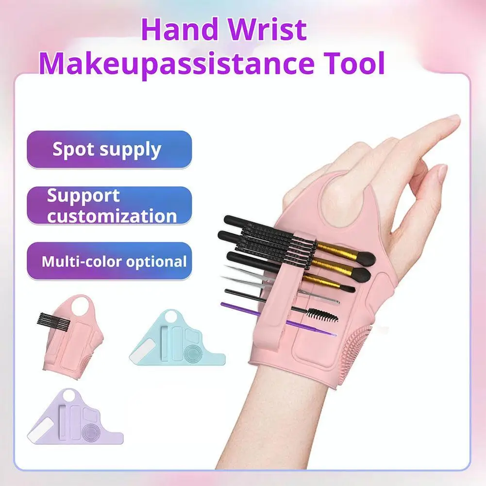 Silicone Makeup Auxiliary Hand Strap Makeup Pad Makeup Brush Storage Glove Holes Gloves Dust Clean Pencil Brush Holder