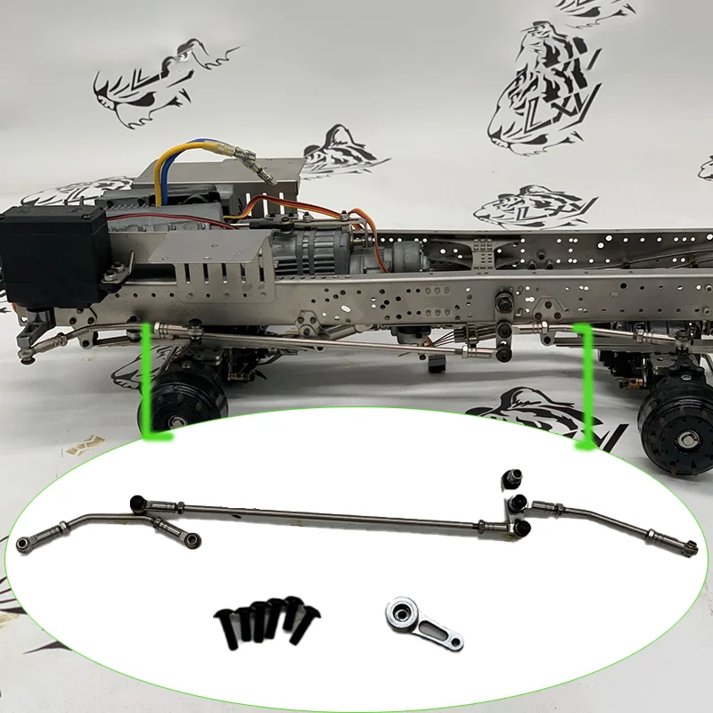 

Metal Simulation Linked Steering Tie Rod Set for 1/14 Tamiya RC Truck SCANIA 770S R620 VOLVO BENZ Arocs MAN TGX Car Accessories