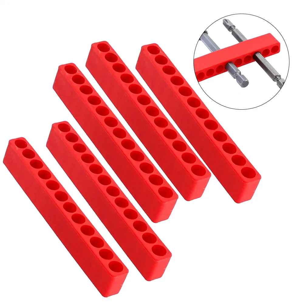 5pcs Screwdriver Bit Holder 12 Hole 1/4 Hex Shank Plastic Screwdriver Screwdriver Storage Red Nutdrivers Power Tool Accessories