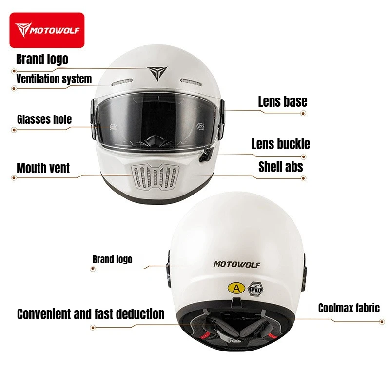 Motowolf Full Face Motorcycle Helmet Men Women Motocross Racing Helmet Lightweight Off Road Street Bike Helmet DOT Approved