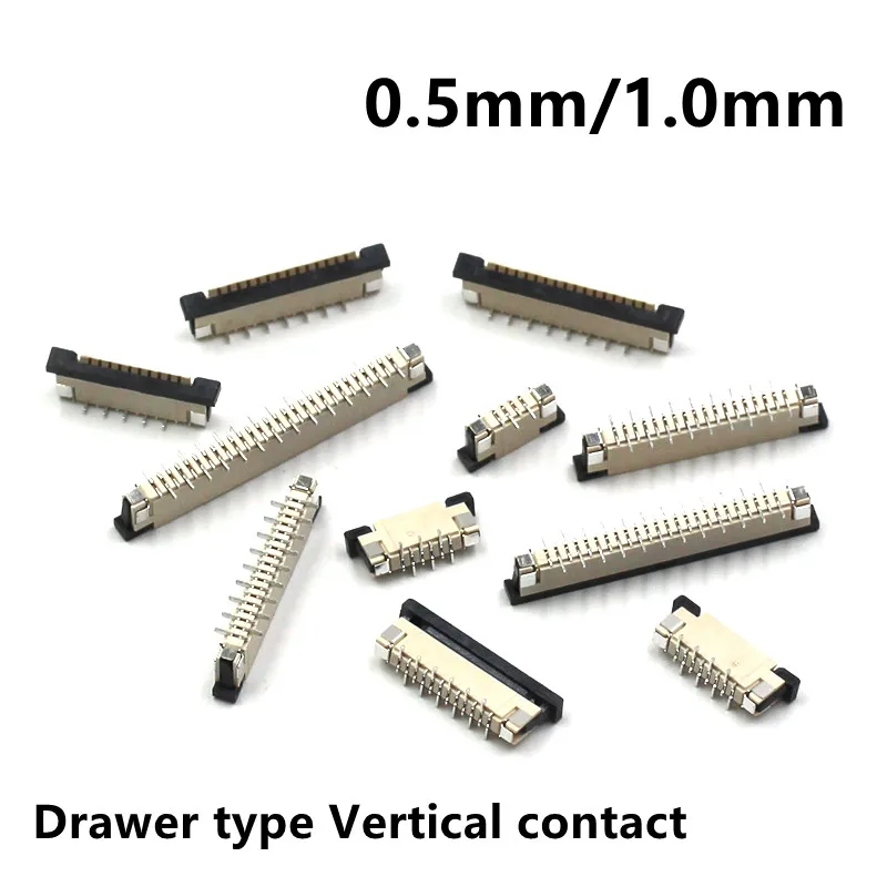 10PCS FPC 0.5MM/1.0MM Connector Socket Drawer/Clamshell Upper/Lower /Vertical Contact 4/6/8/10/12/14/16/18/20/22/24/26/28/30-60P