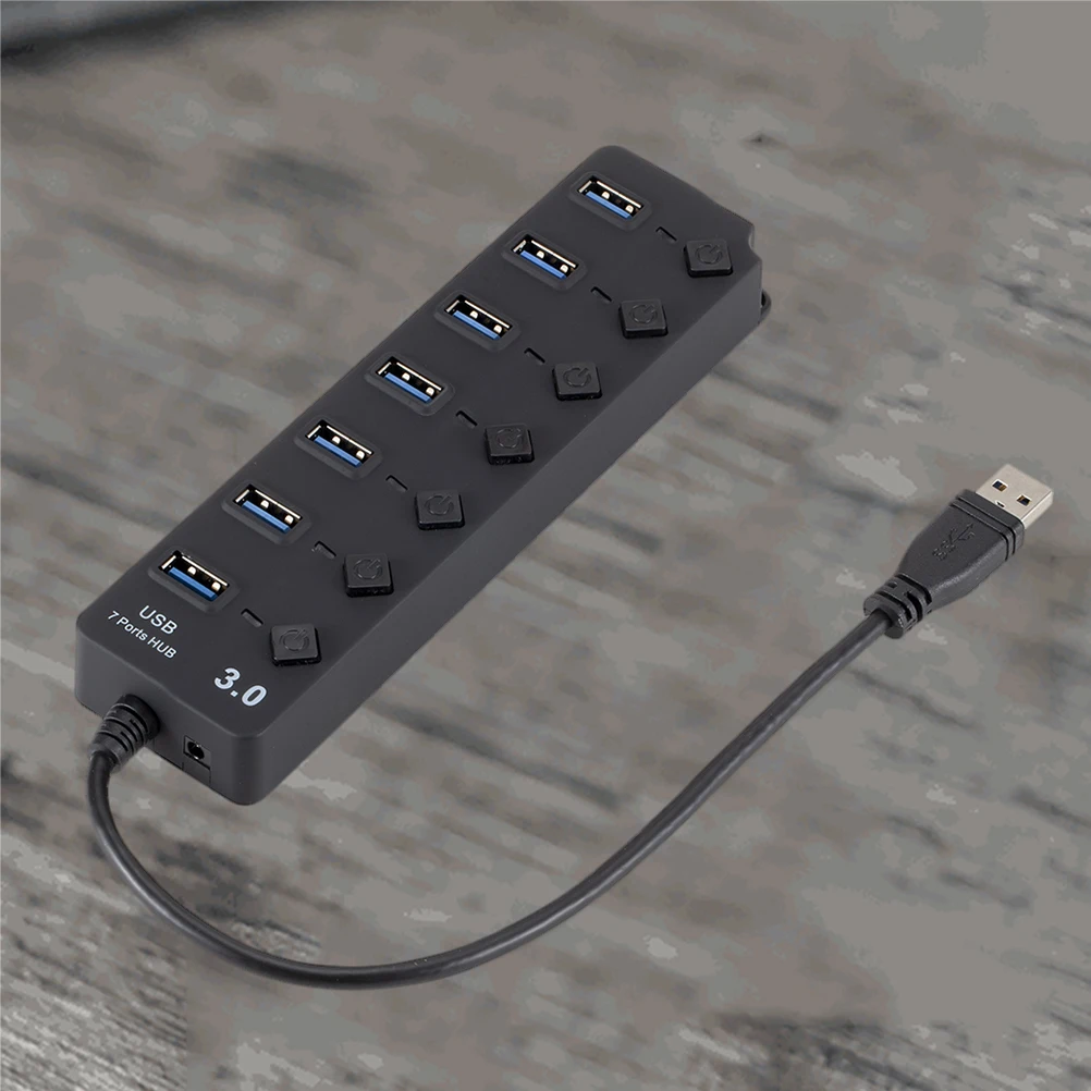 

7-портовый USB-концентратор 3,0, мульти-USB-разветвитель, независимый Plug Play, защита от короткого замыкания, тонкий, прочный для ПК, ноутбука, планшета