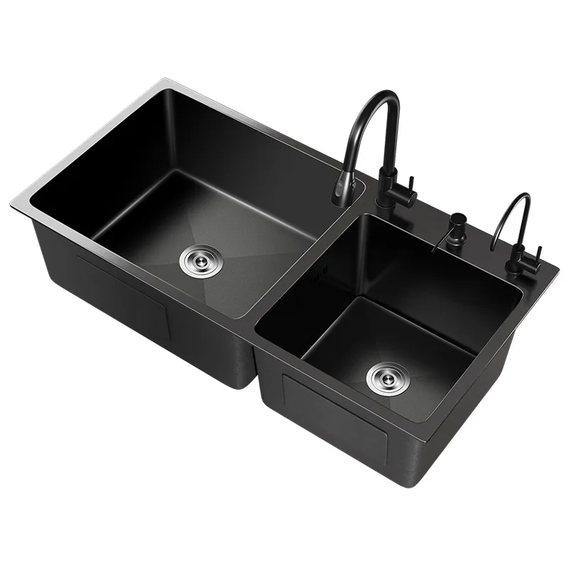 304 Stainless Steel Double Bowl Kitchen Sink Dish Vegetable Wash Basin Bowl Udermount Topmount Drain Accessories Workstation