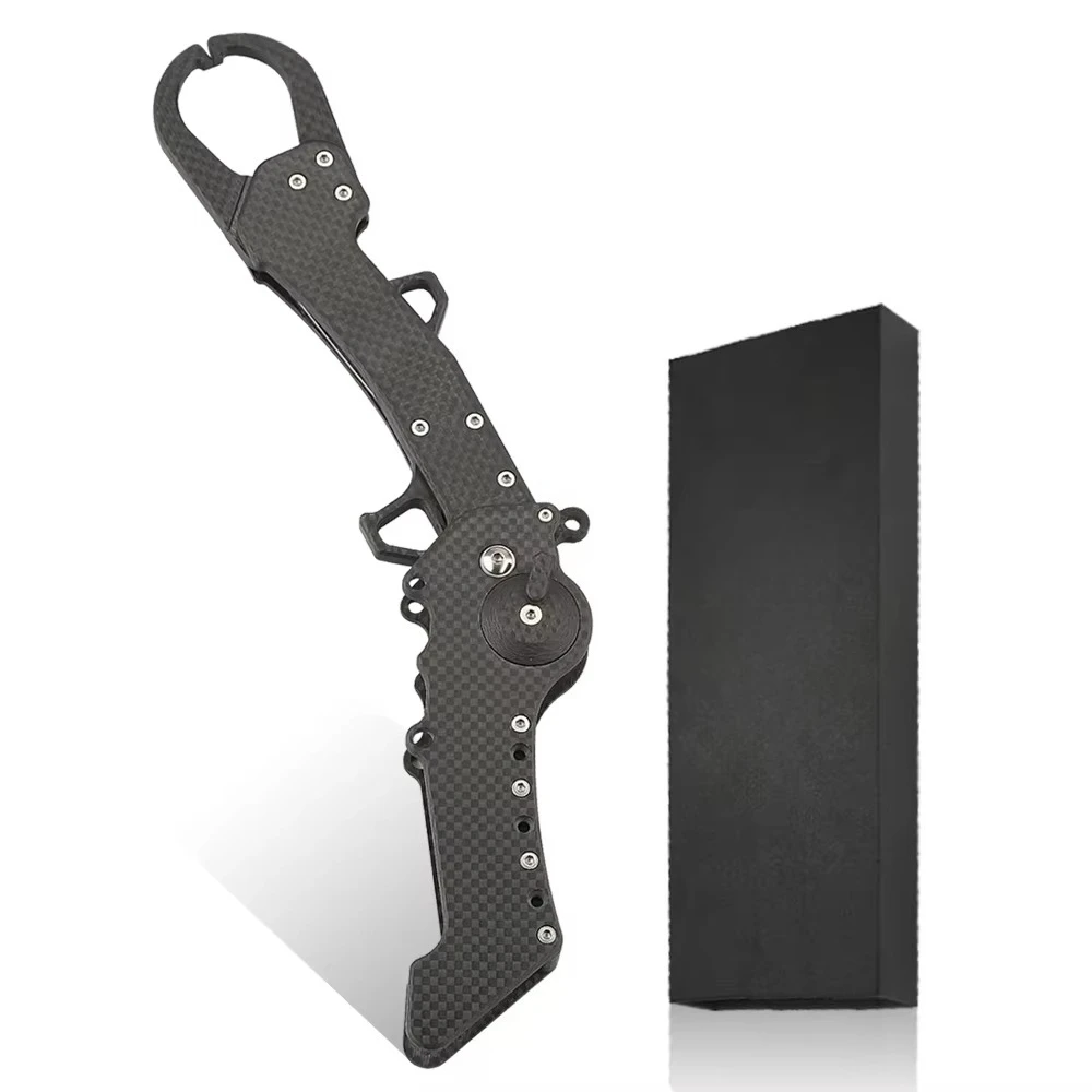 Whole Carbon Fiber Folding Light Weight Fishing Lip Gripper BL-073  126g Stream Free Box and Lanyard