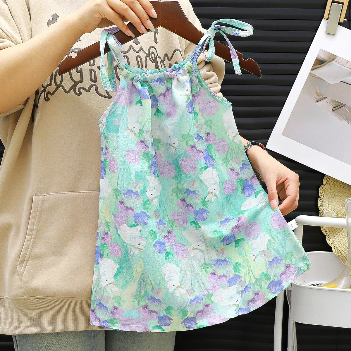 Girls Casual Dresses Floral Print Halter Dress Flower Girl Dresses for Weddings Baby Girl Clothes for 1 To 8Years Kids Clothes