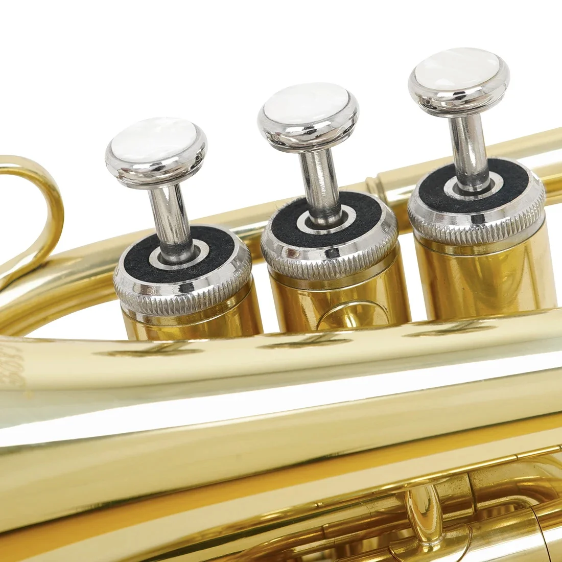 SLADE Pocket Trumpet Bb Tune Gold Brass Body Mini Cornet Brass Instrument with Strap Glove Wipe Cloth Rope Brush Accessories view 6