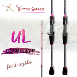 1.35/1.5/1.68/1.8m 5 Feet UL Supper Light Pink Solid Tip Fast Action Carbon Fishing Rod Girl Female Casting Rod