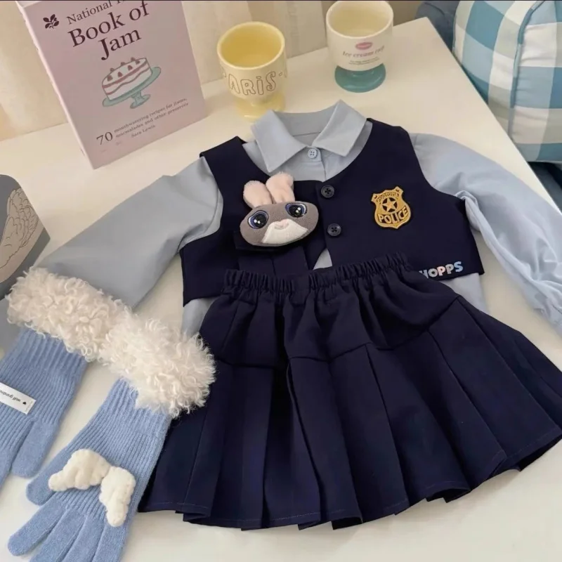 

Spring and Autumn New Children's Set Stylish Girl Baby British Style Toddler Refreshing Three-Piece Set