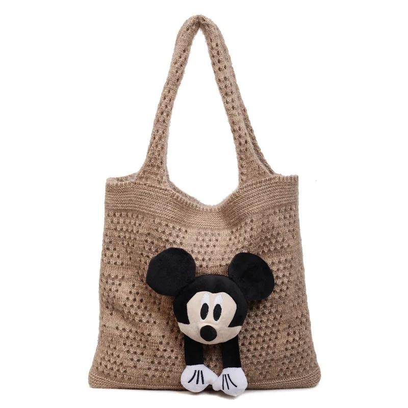 

Вязаная сумка через плечо с Микки Диснеем для женщин и медсестер, универсальная большая вместительная милая модная сумка для студентов под мышками