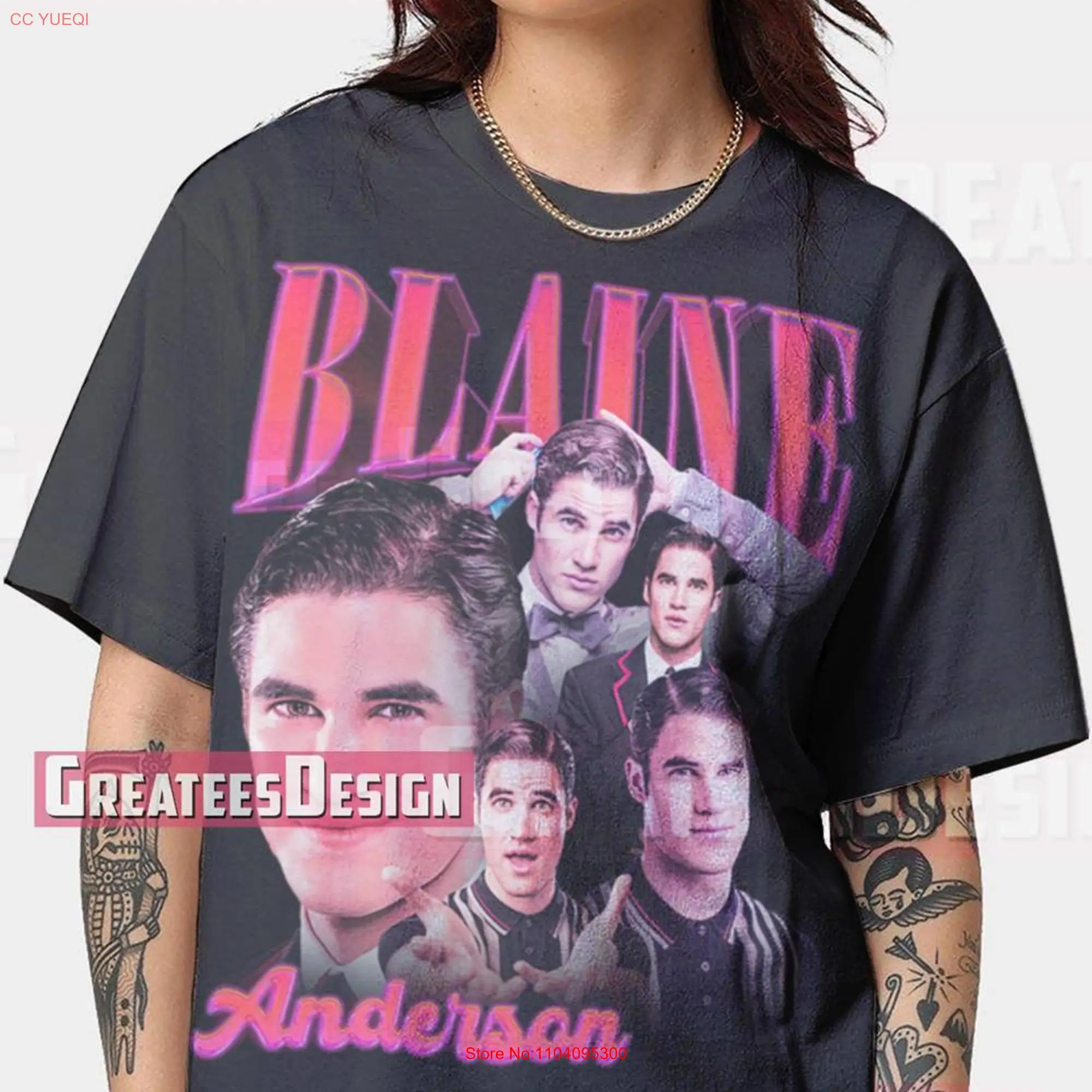 Limited Blaine Anderson T Shirt Darren Criss Oversize GEE103 long or short sleeves