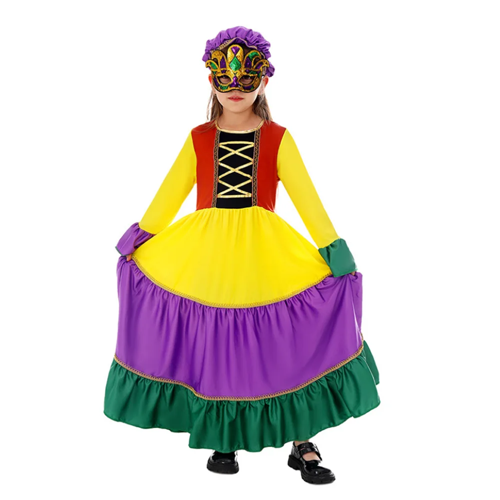 Dziecięce dziewczęce tęczowe spódnice sukienka przebranie na karnawał spódnica maska występ na scenie stroje urodziny dzieci Halloween karnawałowe garnitury