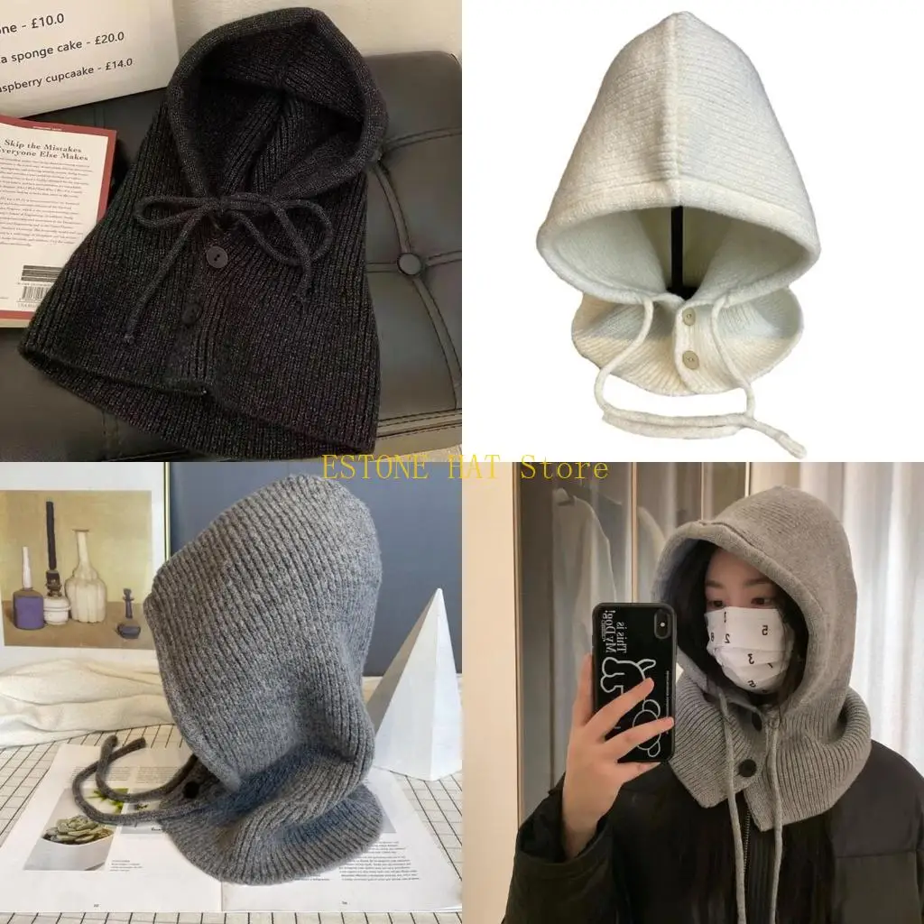 

49MF Зимняя вязаная шляпа Hoodie сохранить тепло