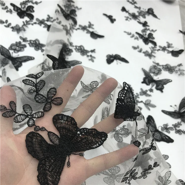 Water-soluble Tulle Mesh Butterfly Three-dimensional Embroidery Fabric for Dress