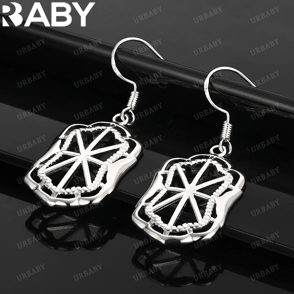 

URBABY 925 Sterling Silver Earrings Polygonal Hollowing Drop Earrings For Women Jewelry Fashion Party and Daily Wear