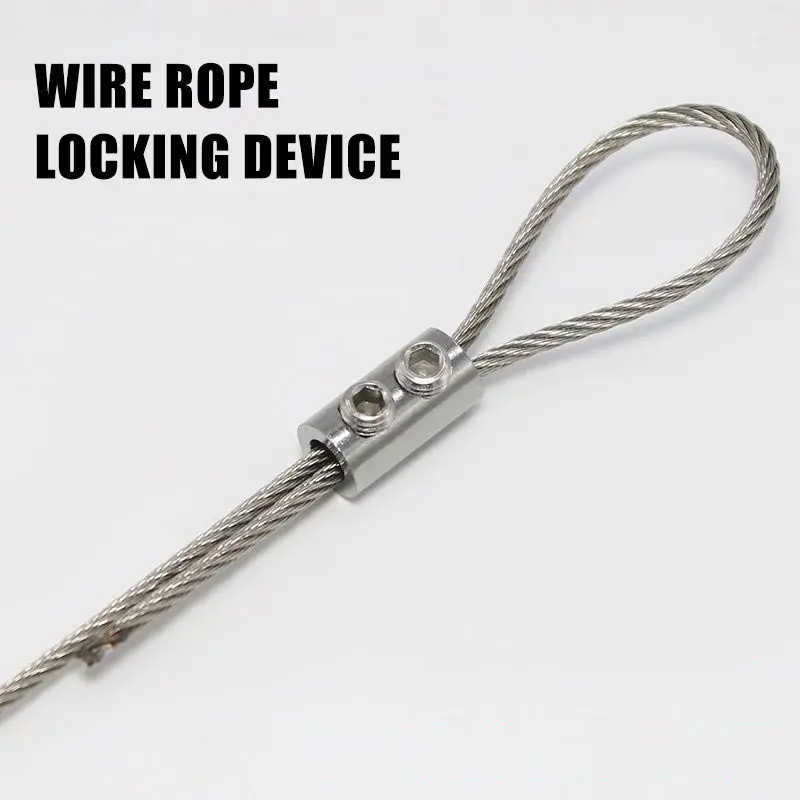 5pcs 1~3mm Steel Wire Rope Snap Adjustable Telescopic Double hole Thread Locker Tightens Steel Cable Grip Wire Clamp Locker