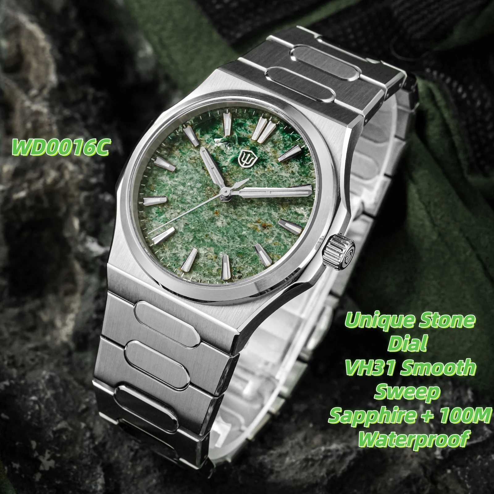 Reloj Watchdives Premier WD0016C de diseño original, movimiento de cuarzo VH31 con segunda manecilla deslizante, 39 mm, para hombre