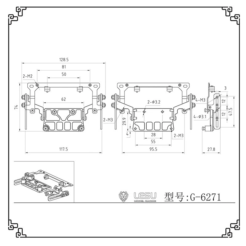 770s Metall-Kabinenscharnierhalterung Zubehör G-6271 LKW-Modell für 1/14 Tamiya Traktor für 1/14 Tamiya Lesu Scania DIY-Teile – Detail 1
