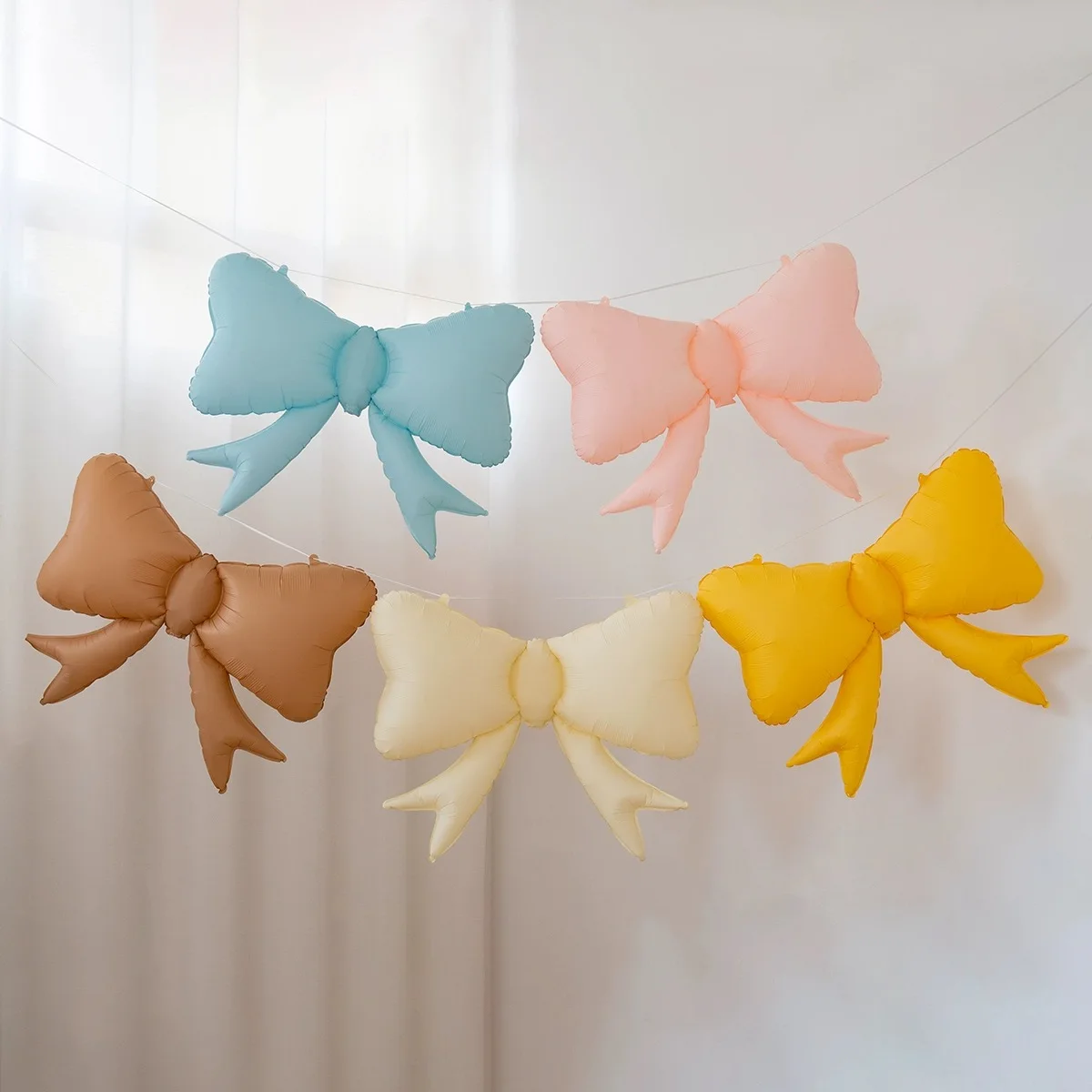 1PC Bowknot Balloon Foil Matte Bow Baby Girl Birthday Party Decora Kids Event Baby Shower 100 Days Photo Props Anniversary Decor