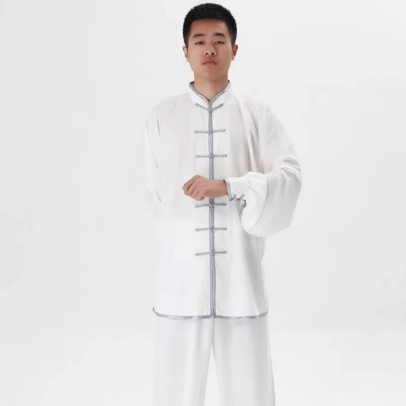 Neue Herren-Kung-Fu-Uniform im traditionellen chinesischen Stil, langärmelig, Wushu-Tai-Chi-Anzug, weiche, atmungsaktive Kampfsportbekleidung für das Training. – Detail 5