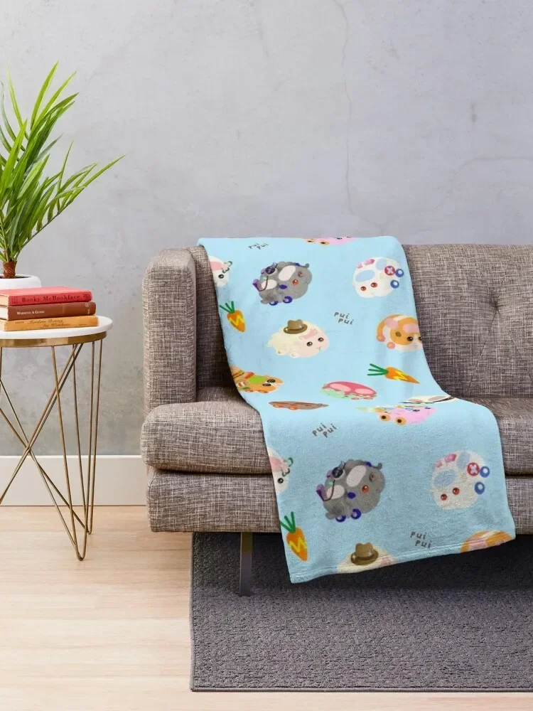 Pui Pui Molcar Assorted Characters Toss Design - Blue Throw Blanket For Baby Large Sleeping Bag Blankets