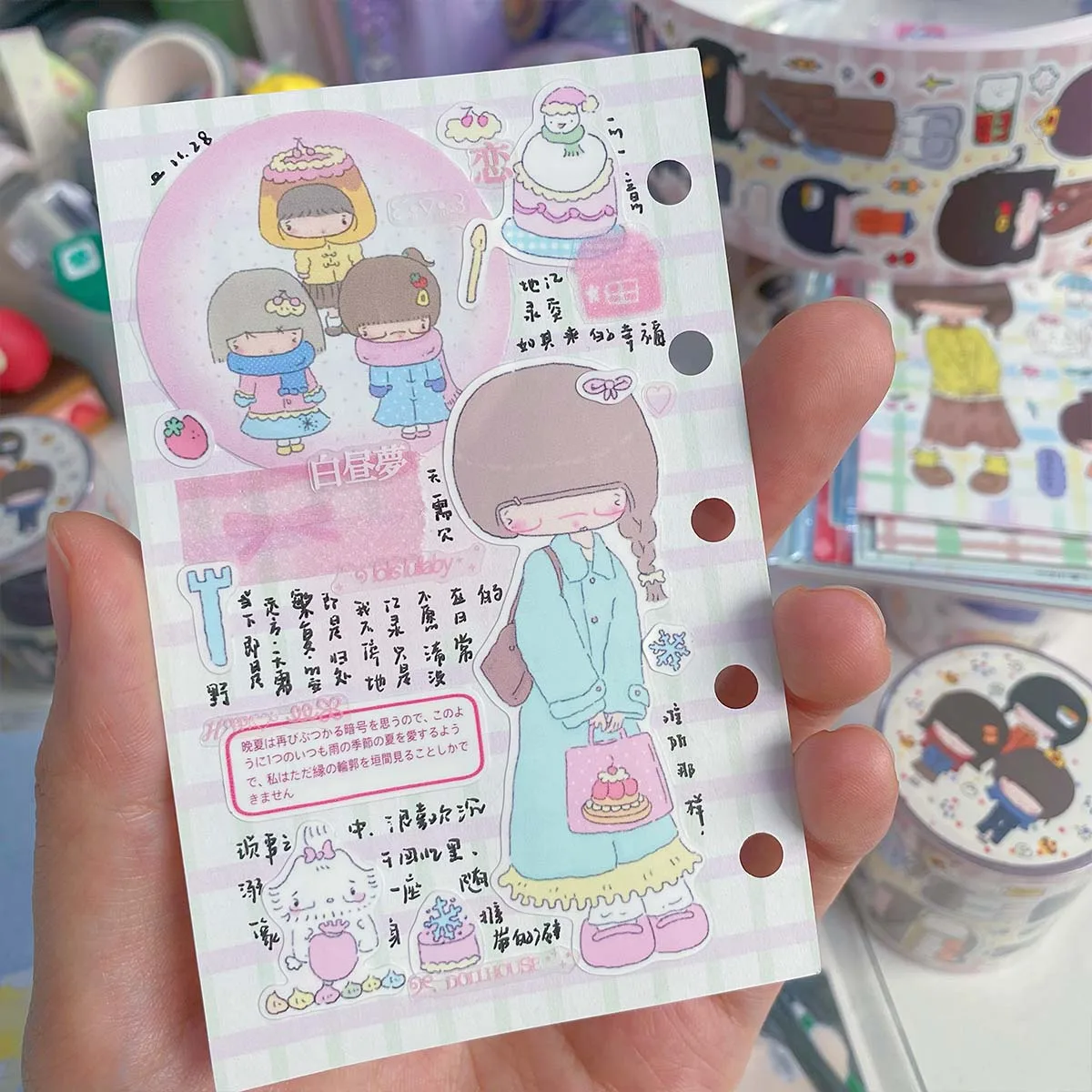 WAKAWAKA Kawaii Winter Doodle Girl Sticker Tapes Winter Love Diary Washi Tape DIY Arts Crafts Album Journal Planner