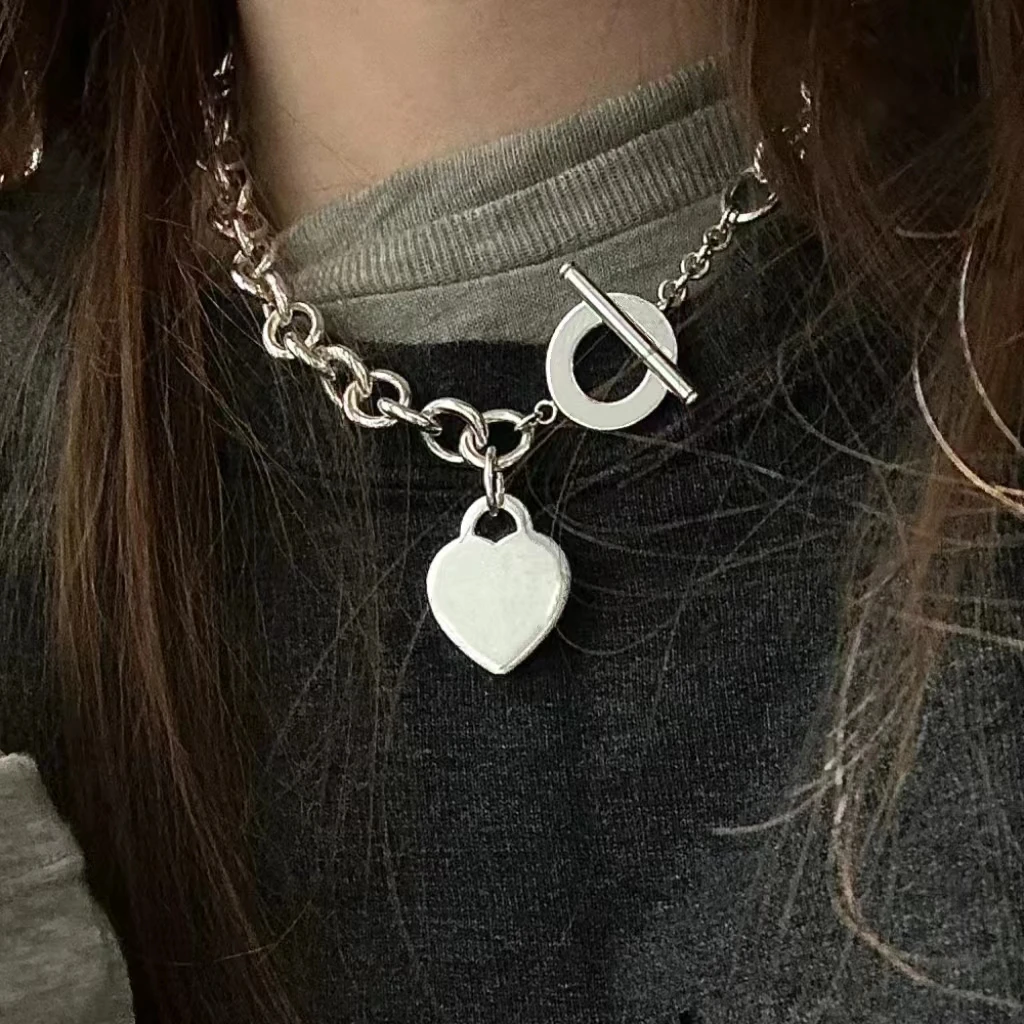 Collar con colgante de plata 925 para mujer, joyería de lujo, regalo de San Valentín, moda simple