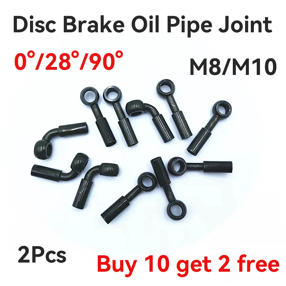 Black 2 Pieces Motorcycle Modification Brake Oil Pipe Joint Disc Brake Oil Pipe Steel Throat Joint Fisheye Joint M10M8