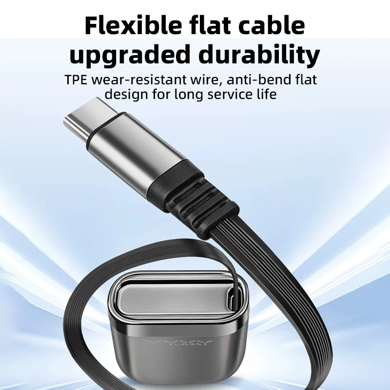 Vyvylabs 240W USB-C Einziehbares Kabel Magnetische Aufbewahrung Schnellladekabel 480Mbps Datenübertragung Einstellbare Länge Kompakter Typ C – Detail 6