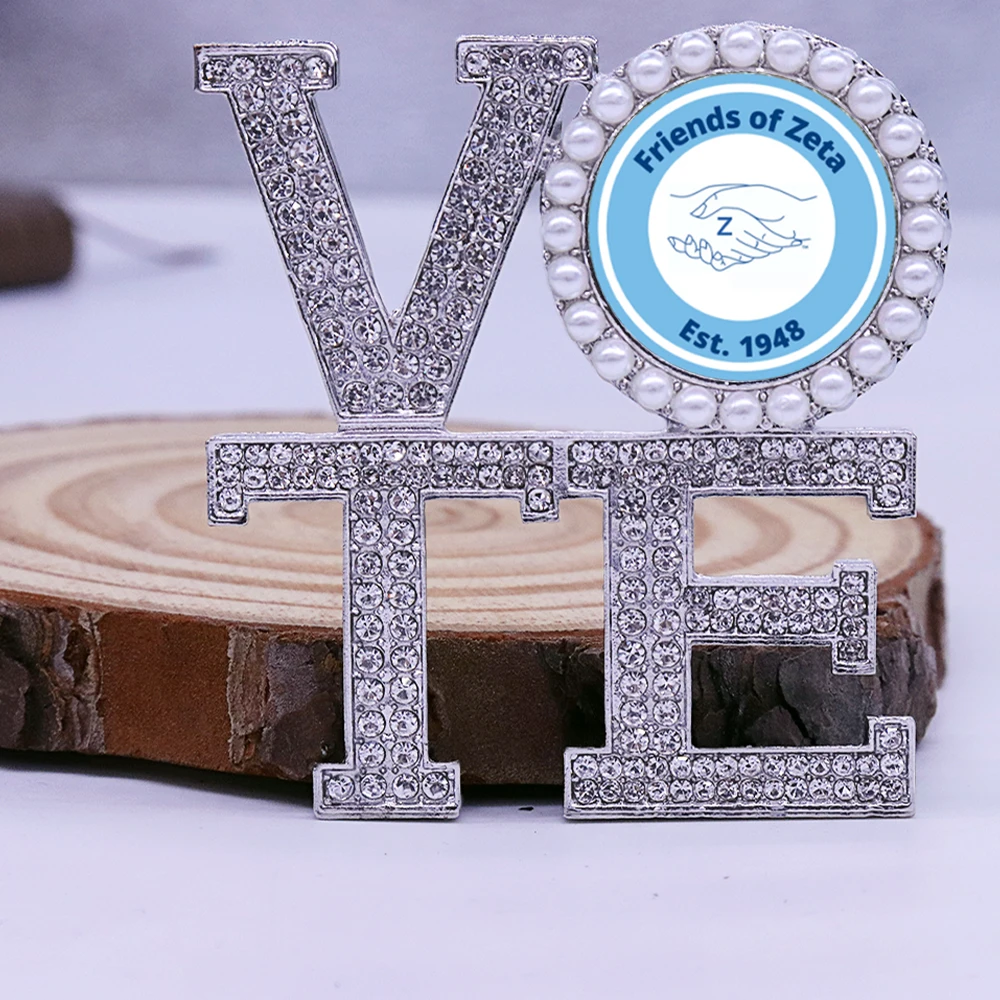 Women Organization Service EST 1948 Greek Letter Zeta Amicae Vote Pin Sorority ZA Brooch Jewelry For Gift