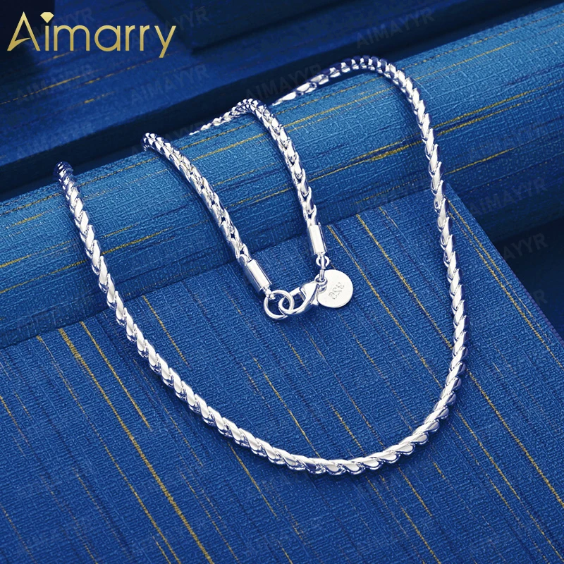 925 Sterling Silver 4mm Vintage Woven Twisted Rope Necklace 20 Inches Women's Party Engagement Wedding Fashion Jewelry