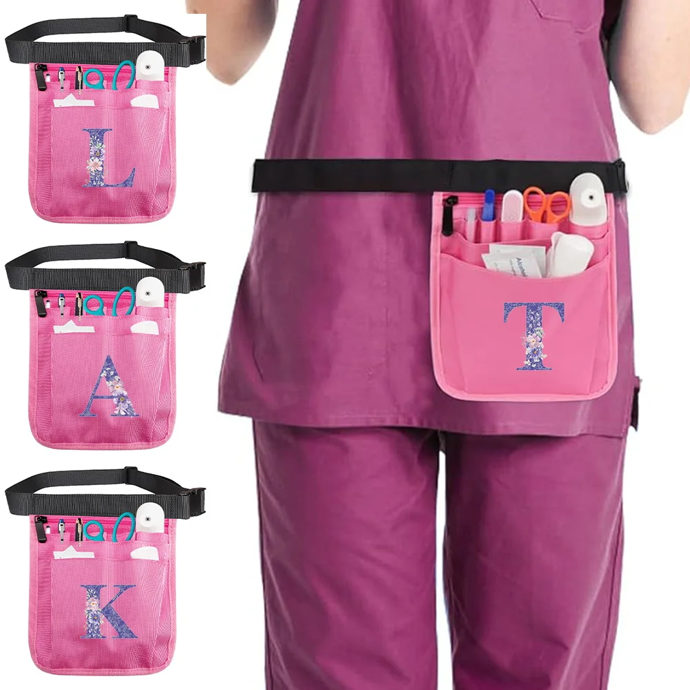 

Nurse Waist Pocket Purple Flower Series Medical Staff Universal Nurse Bag Simple and Durable Multi Pocket Work Storage Bags