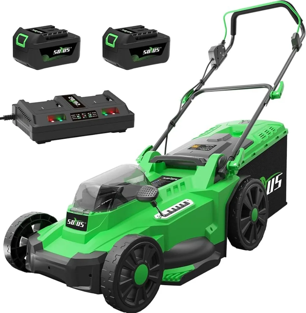 

Electric Lawn Mower Cordless, 17 Inch 40V Battery Powered Lawn Mower with Brushless Motor, 6 Position Height