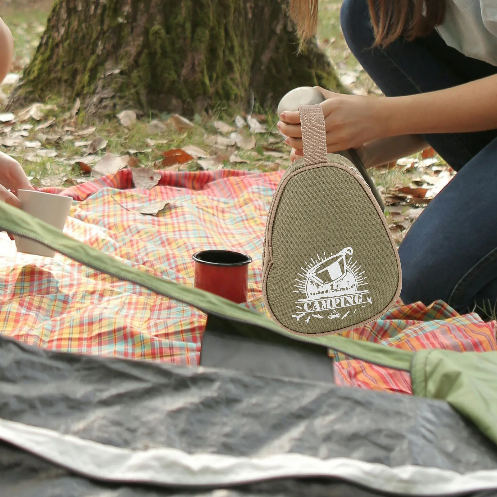 

Camping Cutlery Bag Bowls Dishes Pouch Carrying for Outdoor High Capacity Storage