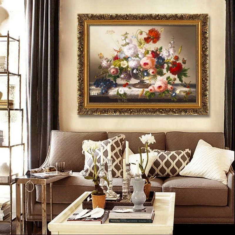 European Style Spray Oil Painting Living Room Decorative Wall Painting Classical Flower Restaurant Porch Hanging Painting Flower