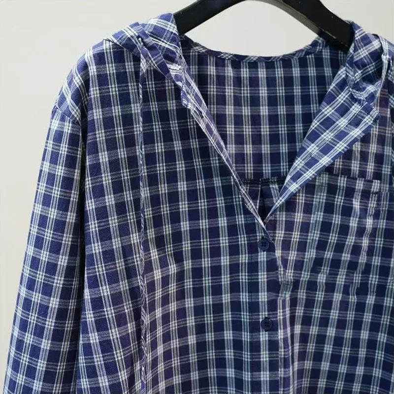 Printemps été 2025 femmes décontracté ample bureau Blouse grande taille 4XL haut à capuche femme vêtements de travail chemise décontractée dame Style KE8053