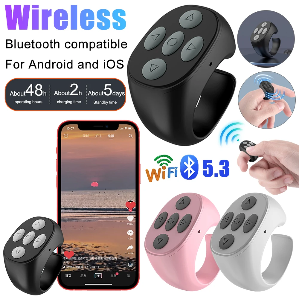 ​​Remote Control Scrolling Ring For TikTok Selfie Video Camera Controller Automatic Page Turner Browsing Bluetooth-compatible