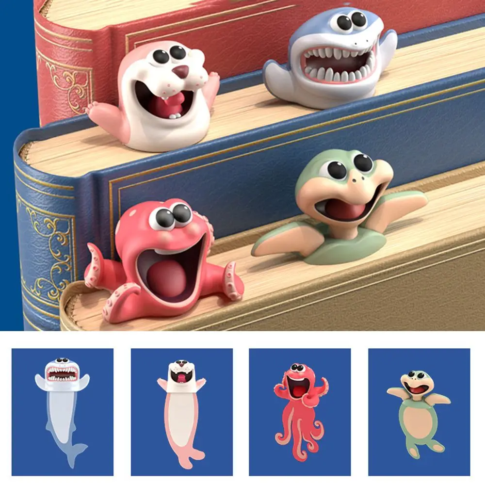 3D Cartoon Animal Bookmarks Stereo Ocean Series Seal Octopus Cat Panda And Shiba Creative Stationery for Children Gift Bookmark