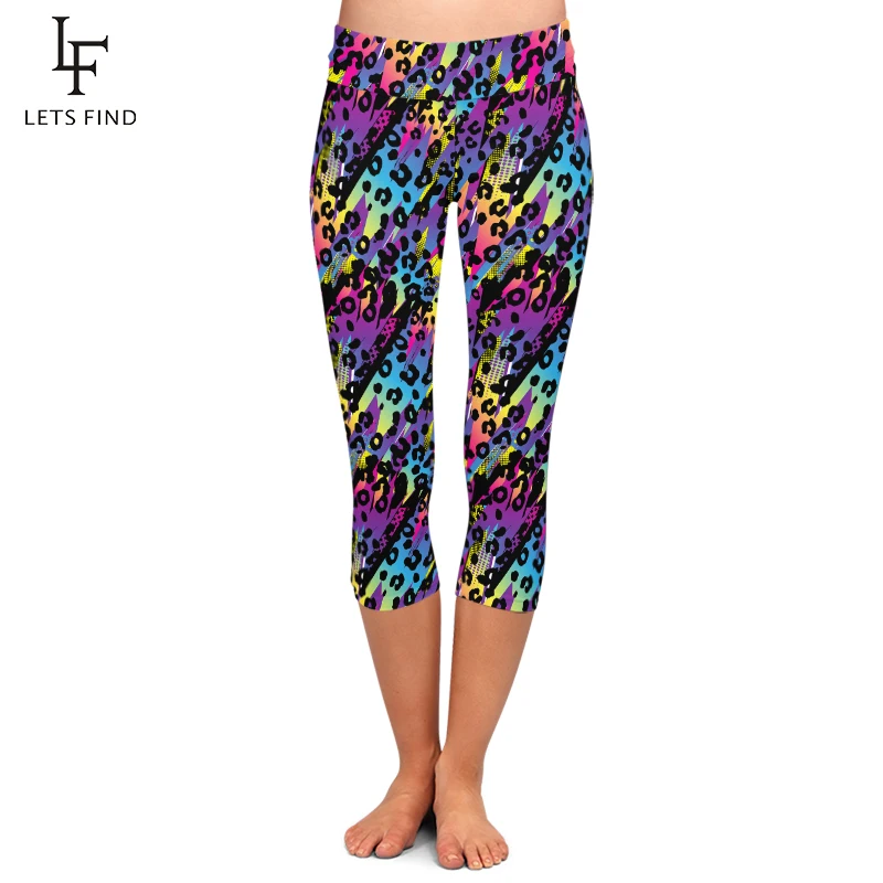 

LETSFIND Summer New High Quaility Women Capri Leggings Fashion 3D Leopard Print Fitness Sexy Slim Stretch Mid-Calf 3/4 Pants