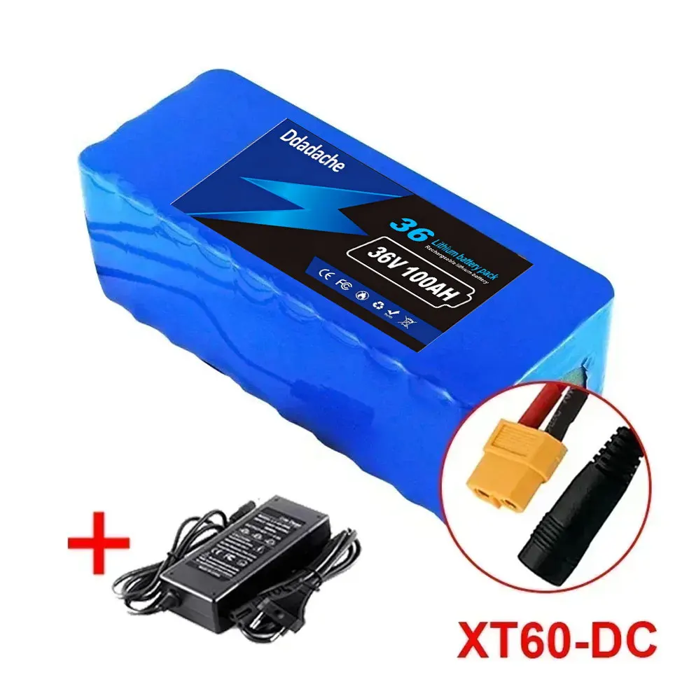 10S4P 36V 100000mAh lithiumbatterij elektrische scooter 18650 batterijpakket + gratis oplader