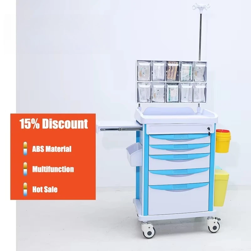 عربة التخدير عالية الجودة للمستشفى، عربة التخدير المتنقلة مع عجلات صامتة لمواد ABS #4