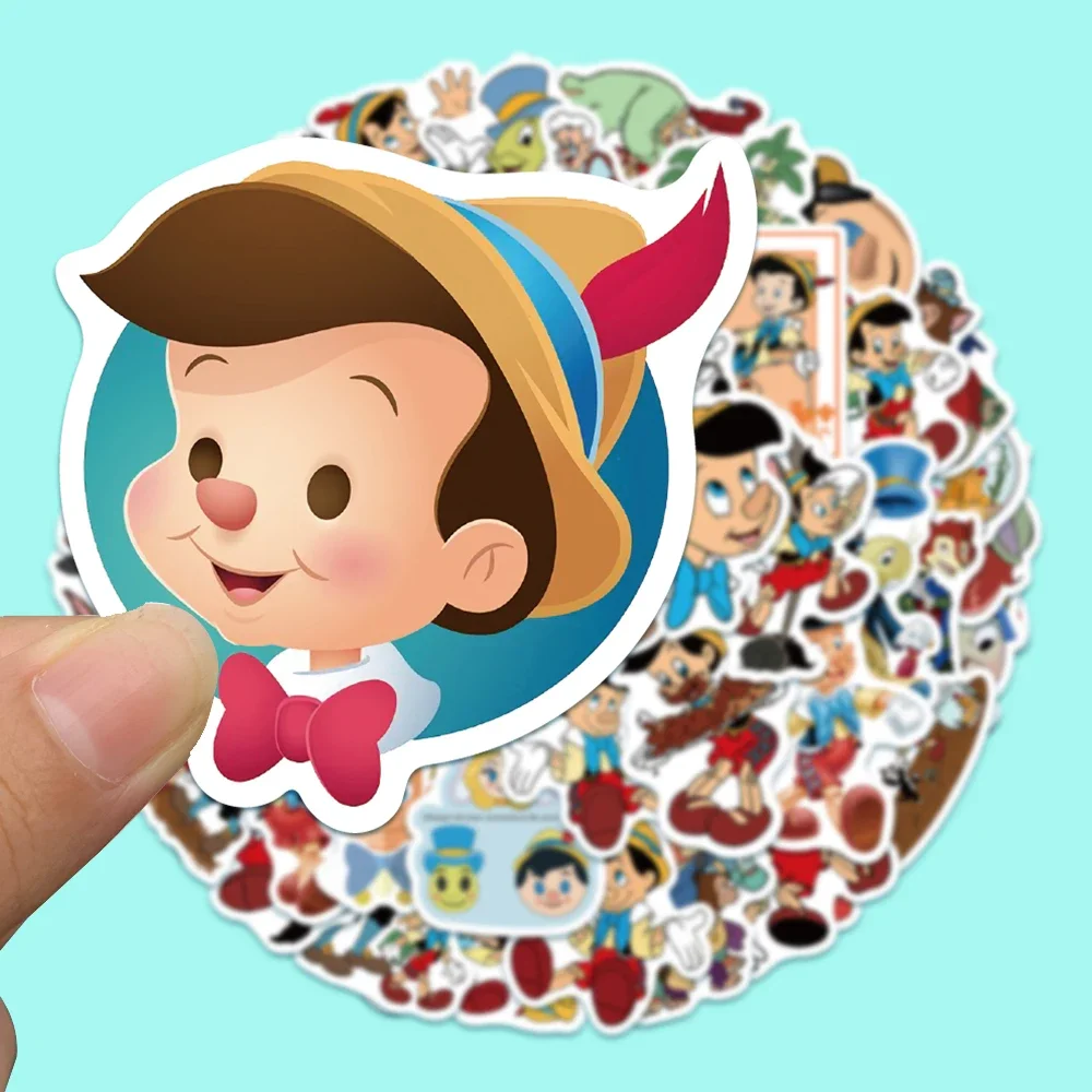 50pcs Disney Cartoon The Adventures of Pinocchio Stickers Anime DIY Scrapbooking Luggage Laptop Cute Sticker for Kids Toy