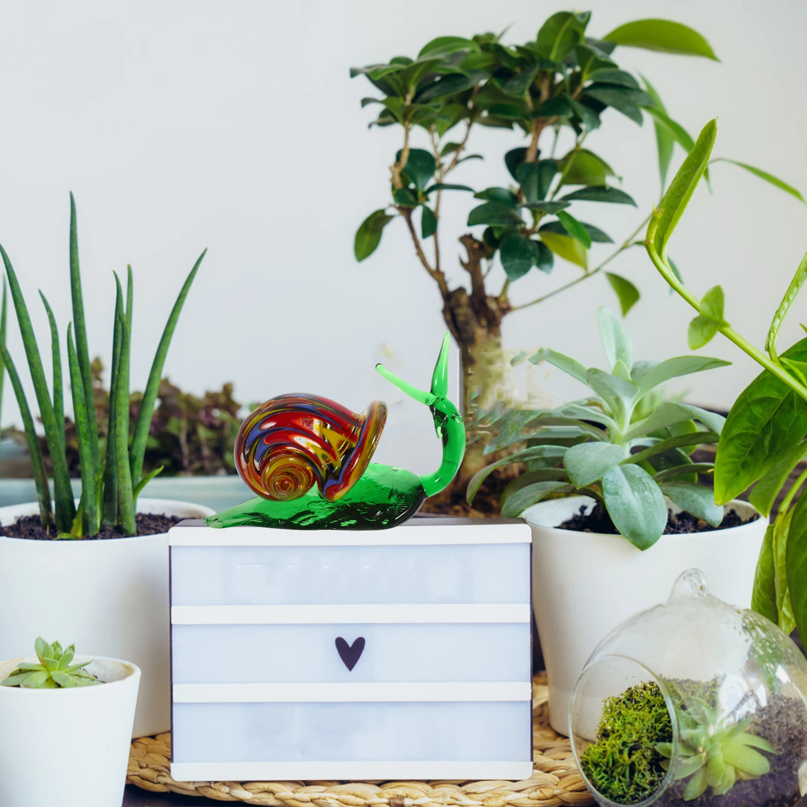 

Glass Snail Decorative Vivid Snail Sculpture for Home Table Garden Desktop Animal Ornament Simulation Animal Figures