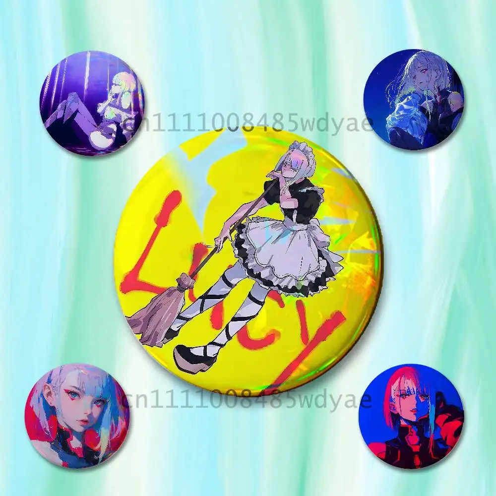 E-Edgerunners Game Cyberpunk lucy Badges Button Round Creative Pin Brooch Badge Bag Decor Accessories Fans Collect Friends Gifts