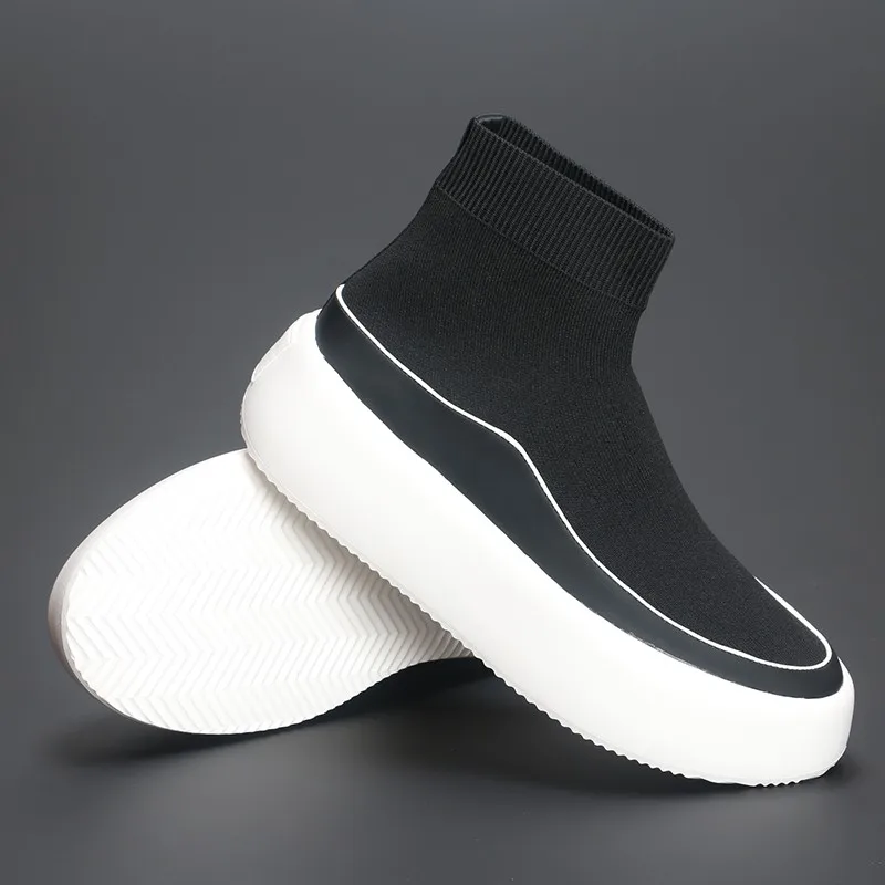 Fashion New Flying Woven Fabric Breathable Socks Shoes Men\'s British Trend Thick Sole Increase Comfortable Casual Fashion Shoes